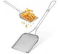 DEARMAMY Cuillère à écumoire en acier inoxydable de 42 cm en maille fine pour la cuisine, la friture, la graisse, la passoire à graisse, ustensile de cuisine avec trou de suspension