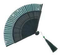 DEARMAMY Éventail Pliant pour Femmes en Bambou, Papier et Tissu | Style Rétro Chic, Effet Décoratif, Pompon, Facile à Ranger Transporter, pour Décoration ou Scène