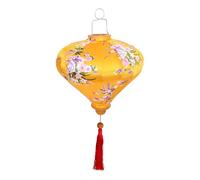 DEARMAMY Lanterne Asiatique Suspendue en Soie Jaune 30 Cm Décorative pour Mariage et Fête, Lanterne Vietnamienne Traditionnelle Extérieure et Intérieure, Décoration Nouvel Plusieurs Styles