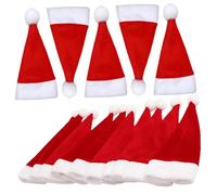 DEARMAMY Lot de 25 Mini Bonnets de Père Noël en Feutre pour Décoration de Bouteilles de Vin et Rangement de Couverts, Petite Taille, Couleurs Classiques Éclatantes, Décoration Festive