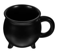 DEARMAMY Mug à Café Chaudron de Sorcière en Céramique Noire 450ml Large Ouverture Design Unique pour Café au Bureau ou Maison