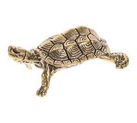 DEARMAMY Ornement de Tortue en Laiton, Sculpture Créative de Bureau | Pièce Unique, Style Exquis et Original, Décoration Maison, Présent, Prop Photo, Teinte Or