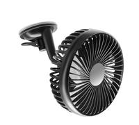 DEARMAMY Ventilateur de Voiture USB 12v 24v, Tête Unique, ABS Noir | Rotation 360°, Grille Étroite, Fixation Tableau de Bord, Usage Auto et Maison, Recharge USB