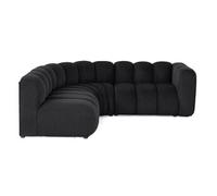 Debbie - canapé modulable d'angle gauche 4 places avec accoudoir en tissu texturé - Noir