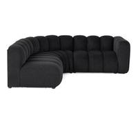 Debbie - canapé modulable d'angle gauche 4 places avec accoudoir en tissu texturé - Noir Noir G