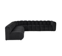 Debbie - canapé modulable d'angle gauche 5 places en tissu texturé - Noir