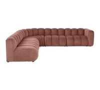 Debbie - canapé modulable d'angle gauche 5 places en tissu texturé - Rose Rose G