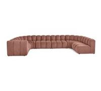 Debbie - canapé modulable panoramique d'angle droit 7 places en tissu texturé - Rose Rose G