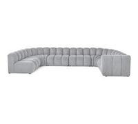 Debbie - canapé modulable panoramique d'angle gauche 7 places en tissu texturé - Gris Gris G