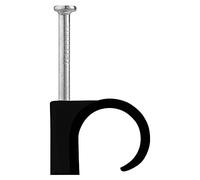 DEBFLEX - 100 Attaches-Câbles D8/12 Noir avec Clou Acier - Clips de Fixation pour Câbles Électriques et Fils - Réf. 700415