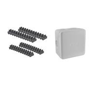 Debflex 704751 BARRETTES DE CONNEXION 12 PLOTS NOIRES 2X2.5+2X6 (Ensemble de 4) & Boite de derivation electrique - etanche exterieur - IP55 85X85 - Debflex - 718806 - Polypropylène, Gris
