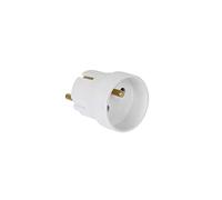 DEBFLEX - Adaptateur France/Allemagne - Adaptateur de Voyage 2P+T 10/16A - Pour Brancher Fiche Française sur Prise Allemande - Blanc