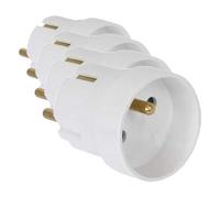 DEBFLEX - Adaptateur France/Allemagne - Adaptateur de Voyage 2P+T 10/16A - pour Brancher Fiche Française sur Prise Allemande - Blanc (Lot de 4)