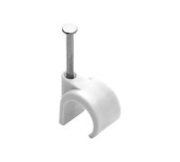 DEBFLEX Attache Câble électrique avec Clou Acier - Range Câble, Fixation, Clips, Serre, Cavalier - 25 Attache Fils D20/25 Blanc 700475