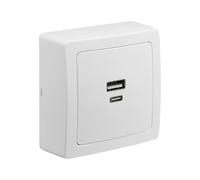 DEBFLEX - Blok - Prise USB Double 3,1A (Prises USB-A et C) - Prise Murale - Pose en Saillie - Idéale Rénovation - Blanc