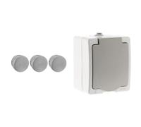 DEBFLEX Boite Derivation IP54 Ø70X45 Lot DE 3, Gris & Zenitech - Akya Prise 2P plus T 16A Gris Clair IP54 1 Paquet