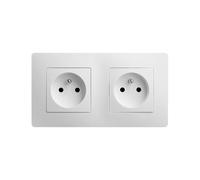 DEBFLEX - Caly - Prise Électrique 2P+T Double/2 postes Horizontaux - Prise Murale 16A avec Terre - Plastique - Installation Encastrée - Blanche - 156 x 85 x 39 mm