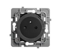 DEBFLEX - Casual Evo - Prise Électrique 2P+T avec Prise USB-C - Prise Murale 16A Avec Puits Affleurant - Plastique - Installation Encastrée - Noire - 76 x 76 x 39 mm