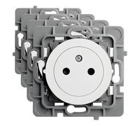 Debflex - Casual Evo - Prise Électrique 2P+T - Prise Murale 16A Avec Puits Affleurant - Plastique - Installation Encastrée - Blanche - 76 x 76 x 38 mm (Lot de 4)