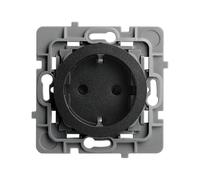 DEBFLEX - Casual Evo - Prise Électrique 2P+T Schuko - Prise Murale Type F Norme EN 60884 - Plastique + Support Métal - Installation Encastrée - Noire - 48 x 48 x 40 mm