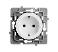 DEBFLEX - Casual Evo - Prise Électrique 2P+T Schuko - Prise Murale Type F Norme EN 60884 - Plastique + Support Métal - Installation Encastrée - Blanche - 48 x 48 x 40 mm