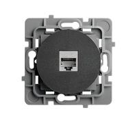 DEBFLEX - Casual Evo - Prise RJ45 Cat. 6 - Prise Murale Ethernet Haut Débit - ABS - Installation Encastrée - Noire - 76 x 76 x 34 mm
