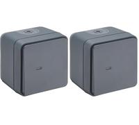 DEBFLEX - Cyklone - Interrupteur Va et Vient Complet - Interrupteur Lumineux Etanche - IP55 - Installation En Saillie - Anthracite - 75 x 75 x 65 mm (Lot de 2)