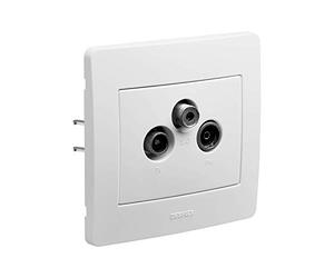 DEBFLEX - DIAM2 - Prise TV/FM/Sat Murale - Connexion TV ou Décodeur TNT - Installation Encastrée - Fixation à Griffes/Vis - Blanche - 85 x 82 x 33 mm