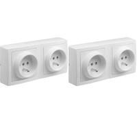 Debflex Double prise electriques - blanc (Lot de 2)