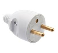 fiche mâle 2p+t 16 a sortie droite blanc