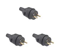 DEBFLEX - Fiche Mâle Electrique Etanche - Fiche Electrique 2P+T 16A - Remplacement ou Création Branchement sur Câble - En Caoutchouc - Noire - 97 x 49x 37 mm (Lot de 3)