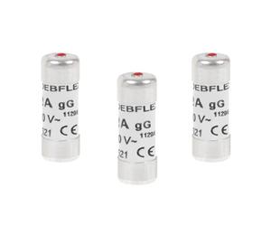 DEBFLEX - Fusible 10A/230V - Fusible Céramique Pour Coffret Electrique - Avec Voyant Indicateur - Pouvoir de Coupure 6000 Ampères - Gris - 8,5 x 23 mm - Lot de 3