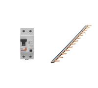 DEBFLEX - INTERRUPTEUR DIFFERENTIEL 2P 30MA 40A 2 MODULES TYPE A - Modulaires - Gamme modulaire - Interrupteurs differentiels - 707512 & Peigne 13 modules noir/blanc longueur 220mm