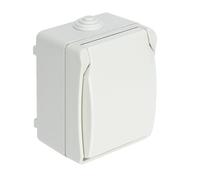 DEBFLEX - Interrupteur Va et Vient IP54 + Prise de Courant 16A - Interrupteur & Prise 2P+T Etanches pour Pose en Saillie - Idéal Garage, Cave, Atelier, Extérieur Abrité - Blanc