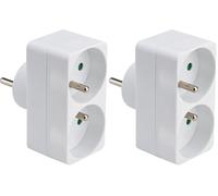 DEBFLEX - Multiprise Biplite Façade 2P+T 16A - pour Obtenir Deux Branchements sur Une Même Prise - Sécurité Enfant Intégrée - Blanche (Lot de 2)