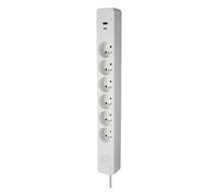 DEBFLEX - Multiprise Parafoudre avec Interrupteur - 6 Prises 2P+T 16A + 1 USB-A + 1 USB-C 3,4A - Idéale Branchements Multiples - Cordon 1,5 Mètre - Blanc