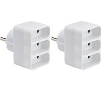 DEBFLEX - Multiprise Triplite Façade 6A - Pour Obtenir Trois Branchements Sur une Même Prise - Sécurité Enfant Intégrée - Blanche (Lot de 2)