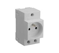 Debflex Prise électrique modulaire 2P+T 10/16A avec terre – montage sur rail DIN, grise