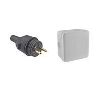 Debflex - Prise Électrique Mâle 220V - Fiche Caoutchouc Broche D.4.8mm Noir - 713200 & Boîte de Dérivation