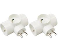 DEBFLEX - Rallonge Electrique - Multiprise 3 Prises - Adaptateur Multiprise - Triplite Electrique Laterale 3 Socles 2P+T 16A D4.8mm Blanc Vrac (Lot de 2)