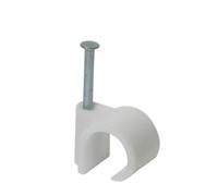 DEBFLEX Range Fixation électrique-Clips Serre Cavalier Cable 700424 Lot de 50 Attaches Fils (Diamètres 12 à 16 mm) sous Boite avec Accroche Blanc
