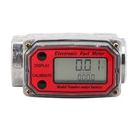 Débitmètre à turbine numérique, écran LCD 15-120L 1 "avec compteur de débit de mazout de compteur de gaz NPT, débitmètre de pompe pour mesurer le diesel, le kérosène, l'essence(rouge)