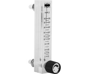 Débitmètre de gaz 2-20 l/min pour mélange oxygène-air - Modèle métallique, avec vanne de régulation et régulateur de débit.