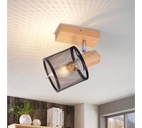 Deboola faretto da soffitto 1 lampada da soffitto a fiamma nera plafoniera | E14 faretto da parete faretto orientabile cucina vintage lampada da soffitto in legno spot LED soggiorno camera da letto