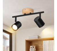 Deboola faretto da soffitto 2 fiamme - plafoniera in legno vintage noir | GU10 faretto orientabile da parete faretto da parete soggiorno corridoio camera da letto cucina senza lampadina
