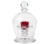 Debora Carlucci Rose stabilisée en cloche de verre avec 3 pétales - Fleur éternelle en verre cristal, idée cadeau élégante, bonbonnière de luxe, fabriquée en Italie - 15 x 10 cm (rouge)