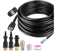 Déboucheur Canalisation Haute Pression 15M 180bar - Tuyau Flexible Nettoyeur 2 Buses 3 Adaptateurs Kärcher K2-K7 Lavor Bosch