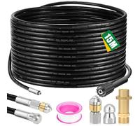 Déboucheur Canalisation Haute Pression, Tuyau Déboucheur Canalisation 15 m | Furet Déboucheur Canalisation compatible avec Kärcher K2 K3 K4 K5 K6 K7, Kit avec Adaptateur M22, Buse Rotative et Fixe