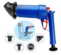 Déboucheur canalisation nettoyage pompe haute pression outil de piston de toilette avec 4 adaptateurs pour WC cuisine salle de baignoire