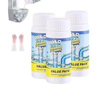 Deboucheur,Deboucheur Canalisation Professionnel,Nettoyant Puissant Canalisation,IdÉAl En Cas D'eau Stagnante Cuisine, Salle De Bains, Toilettes, Siphons De Sol (3pcs)